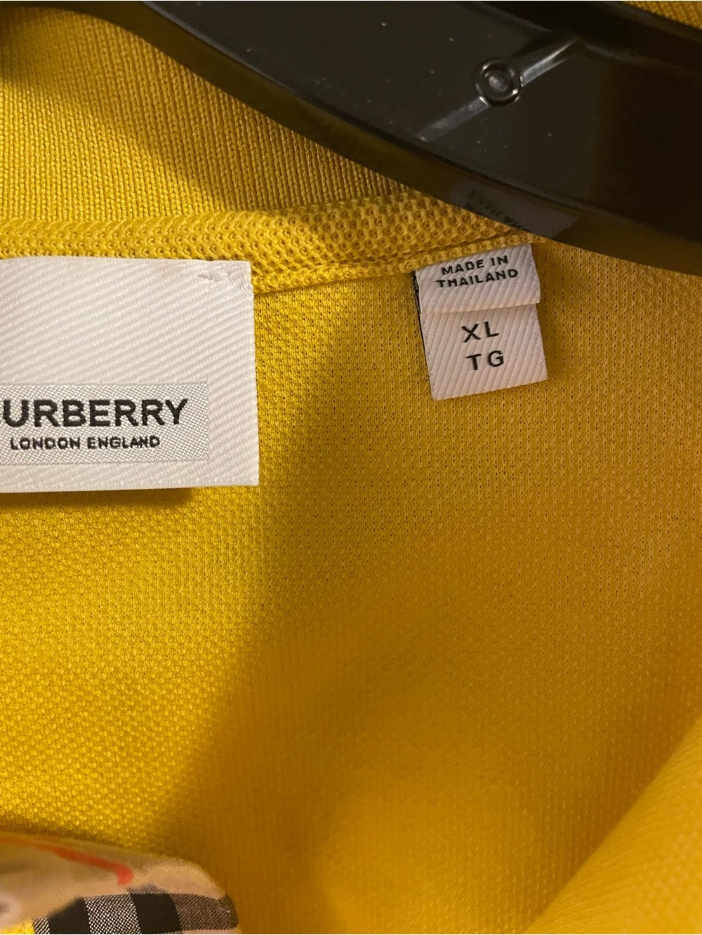 Burberry Yellow Polo with Signature Check Placket Xl - Picture 3 of 10